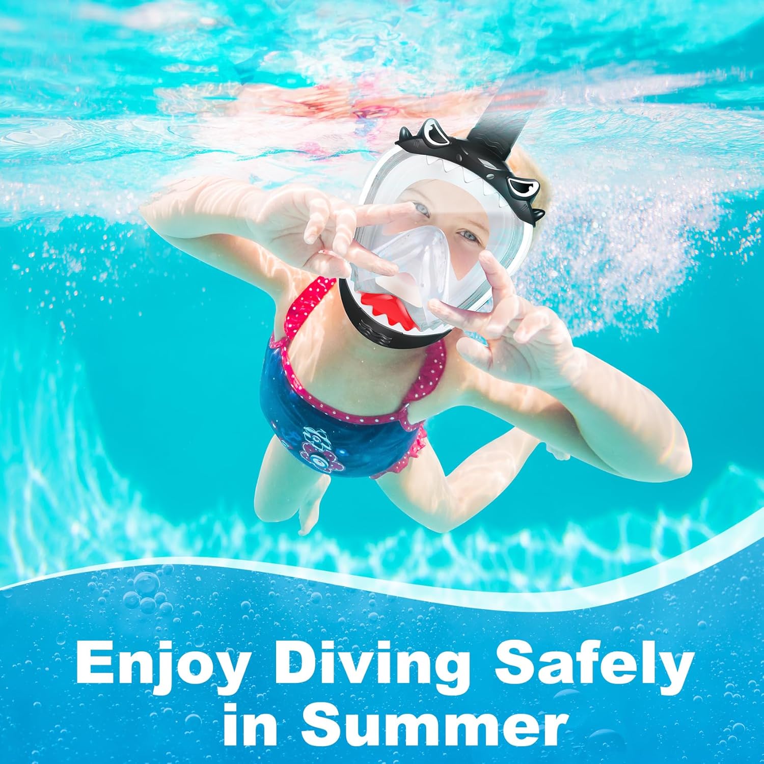 Full Face Snorkel Mask for Kids with 180° Panoramic View, Snorkeling Set Featuring Anti-Leak and Anti-Fog Foldable Dry Top Design for Safe Underwater Adventures Snorkeling Gear for Kids - Image 6
