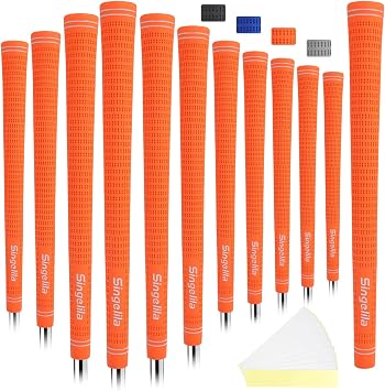 Singelila Hybrid Cross Cord Golf Grips 13pc with 15pc Tape All Rubber for Maximum Traction & Shock Absorption