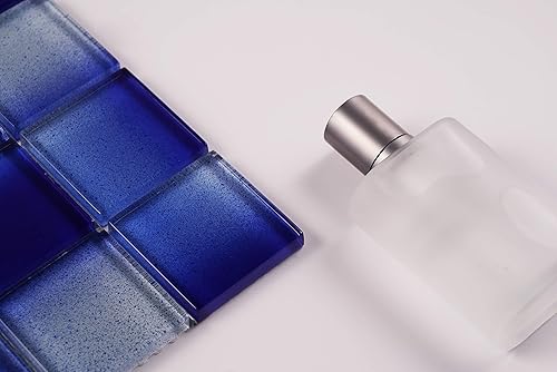 Miniatura 3 de 5 hojas de mosaico de vidrio para salpicaduras de cocina, piscina, etc., colección Aqua, cuadrado de 2 x 2 pulgadas, 12 x 12 x 516 (juego de 5 hojas)