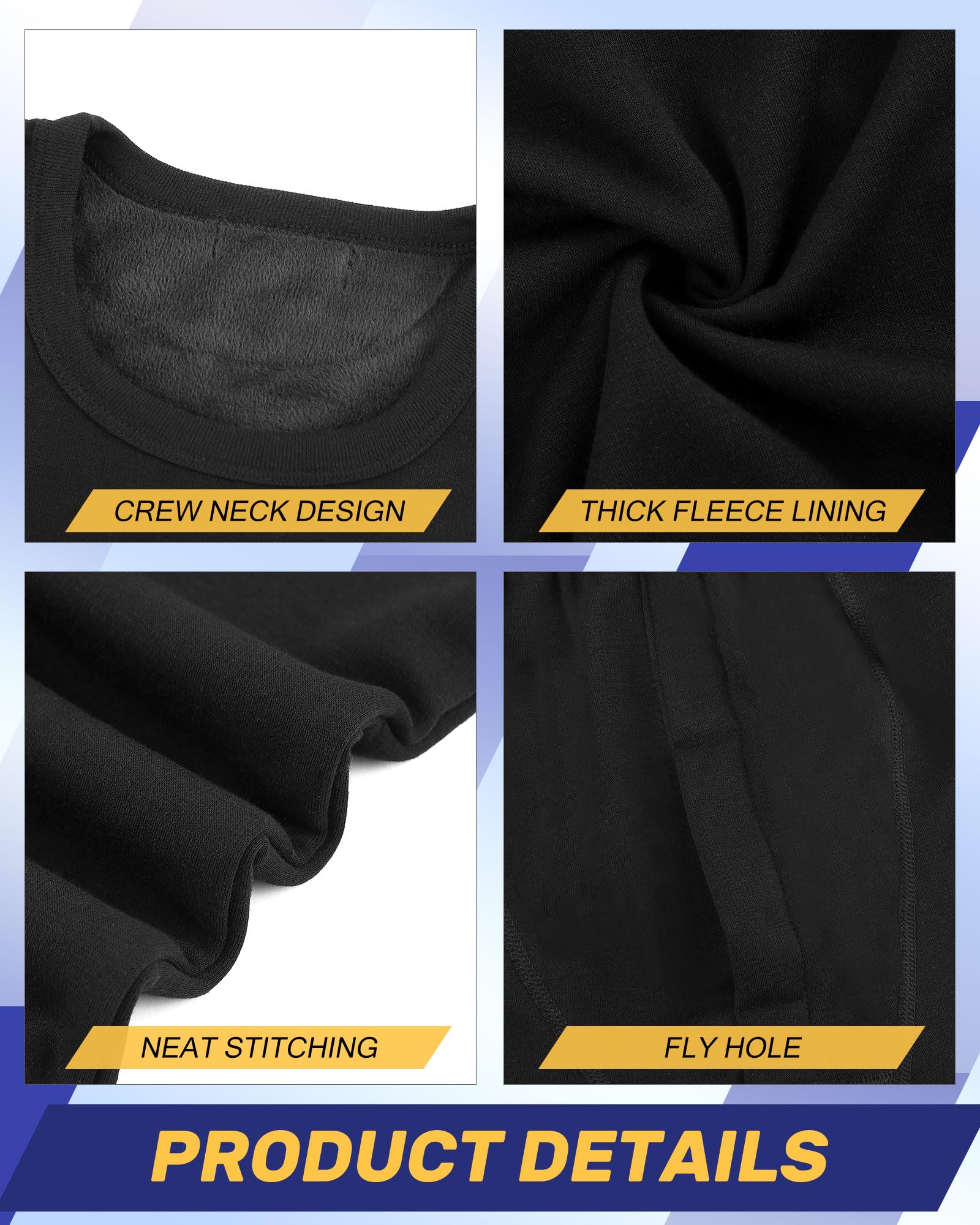 Jecery 3-teiliges Thermounterwäsche für Herren, Basisschicht, lange Unterwäsche, Thermo-Set, Winter-Fleece, Thermo-Top und Unterteil