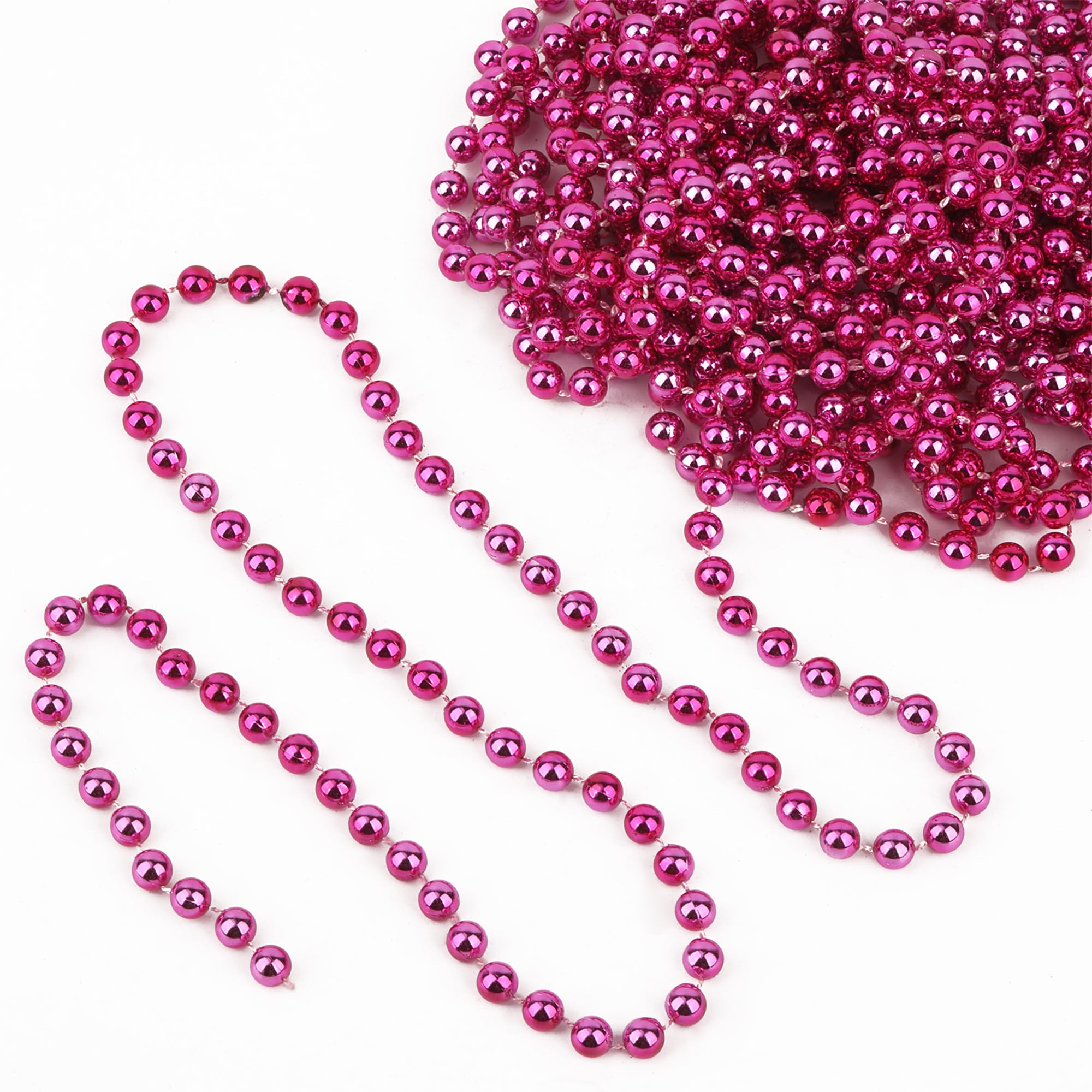 9m (29.5ft) Christmas Beaded Garland, 7.5mm Pearl, 2 Pack - Hot Pink โ image 1