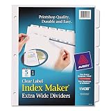 Index Divider, 5-Tabs, 9"x11", Laser and Inkjet Printable, Clear, Single Set AVE11438 – view 1