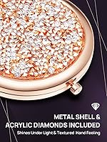 Vista 2 de OMIRO Espejo compacto con aumento 1X10X (300R), mini espejo de maquillaje de bolsillo de metal con diamantes (oro rosa)