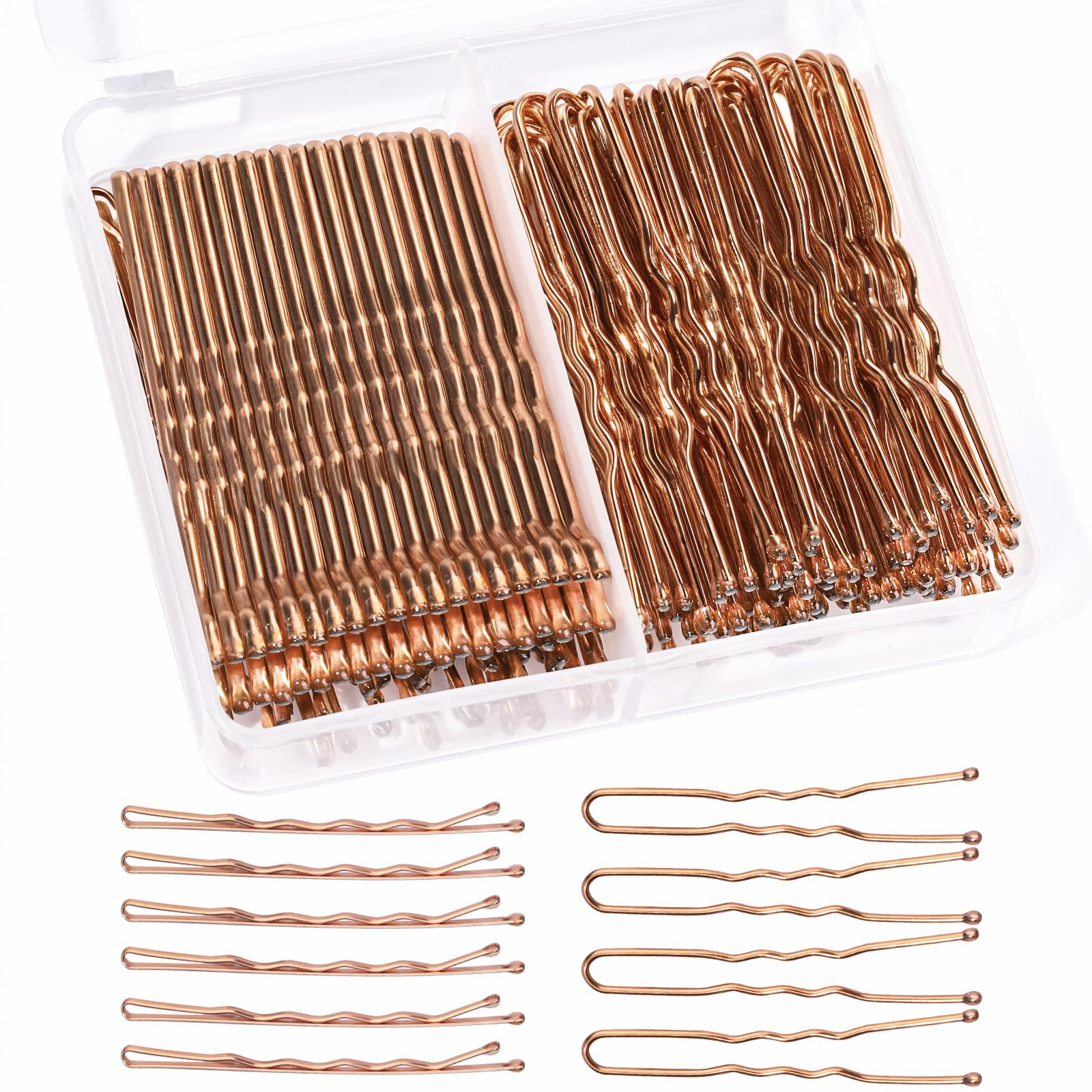 Teenitor 100Pcs Bobby Pins Rose Gold, Hair Pins, Rose Gold Bobby Pins Hair Pins for Women 2inch