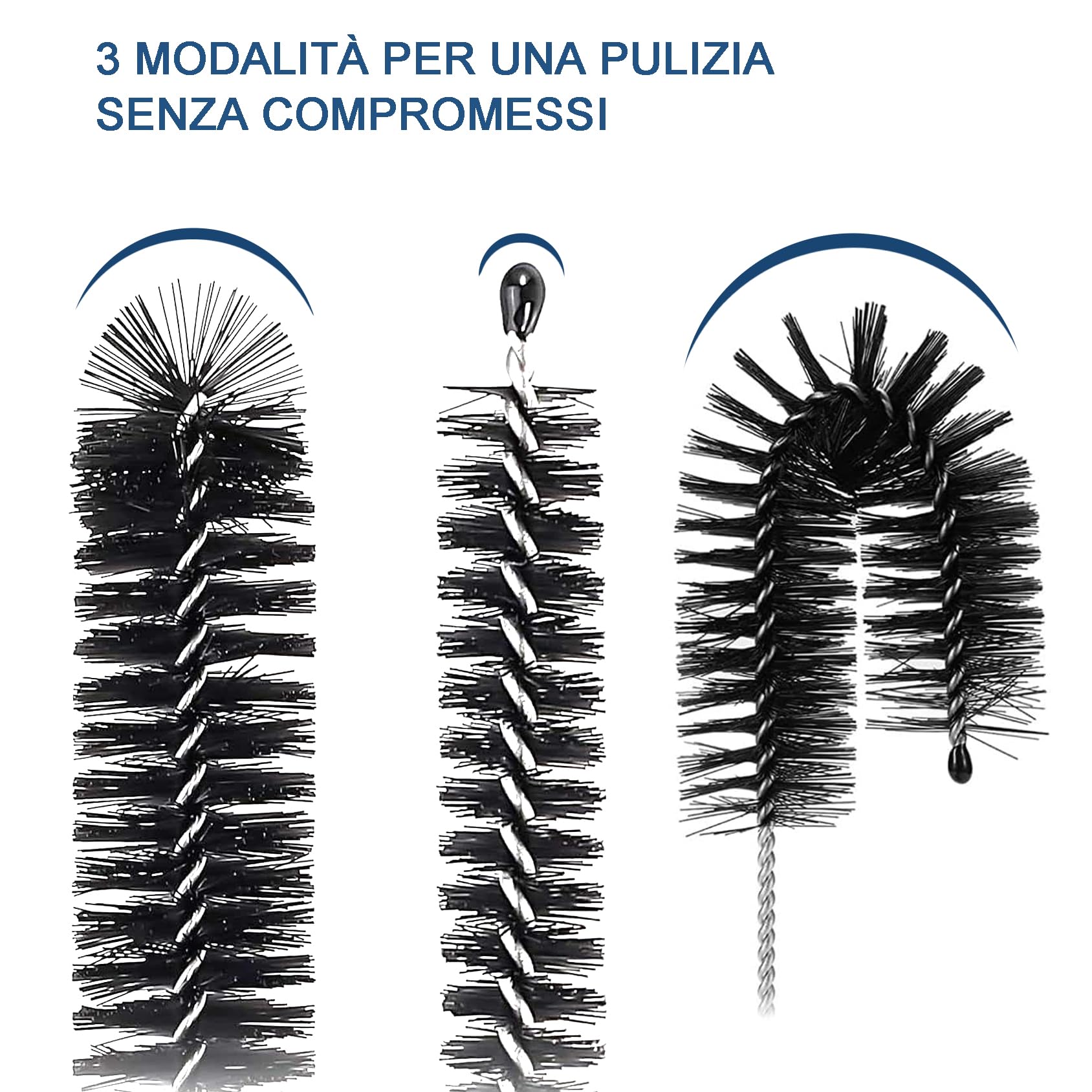 Set Di 8 Spazzole Per Pulizia Bottiglie - Nylon E Acciaio Inox 304 - Per Bottiglie Collo Stretto, Barattoli, Teiere E Tubi - Bianco