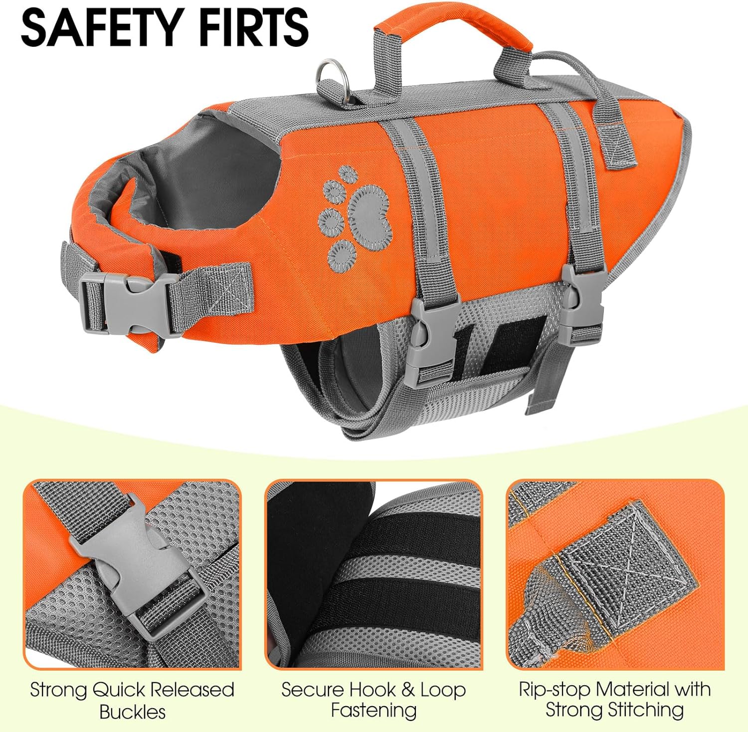 Queenmore Cat Life Jacket, Puppy Life Vests for Small Dogs XXS, Lightweight & Non-Bulky Extra Small Pet Water Floats PFD for Swimming & Boating with Rescue Handle, Leash Hook, Reflective Stripes