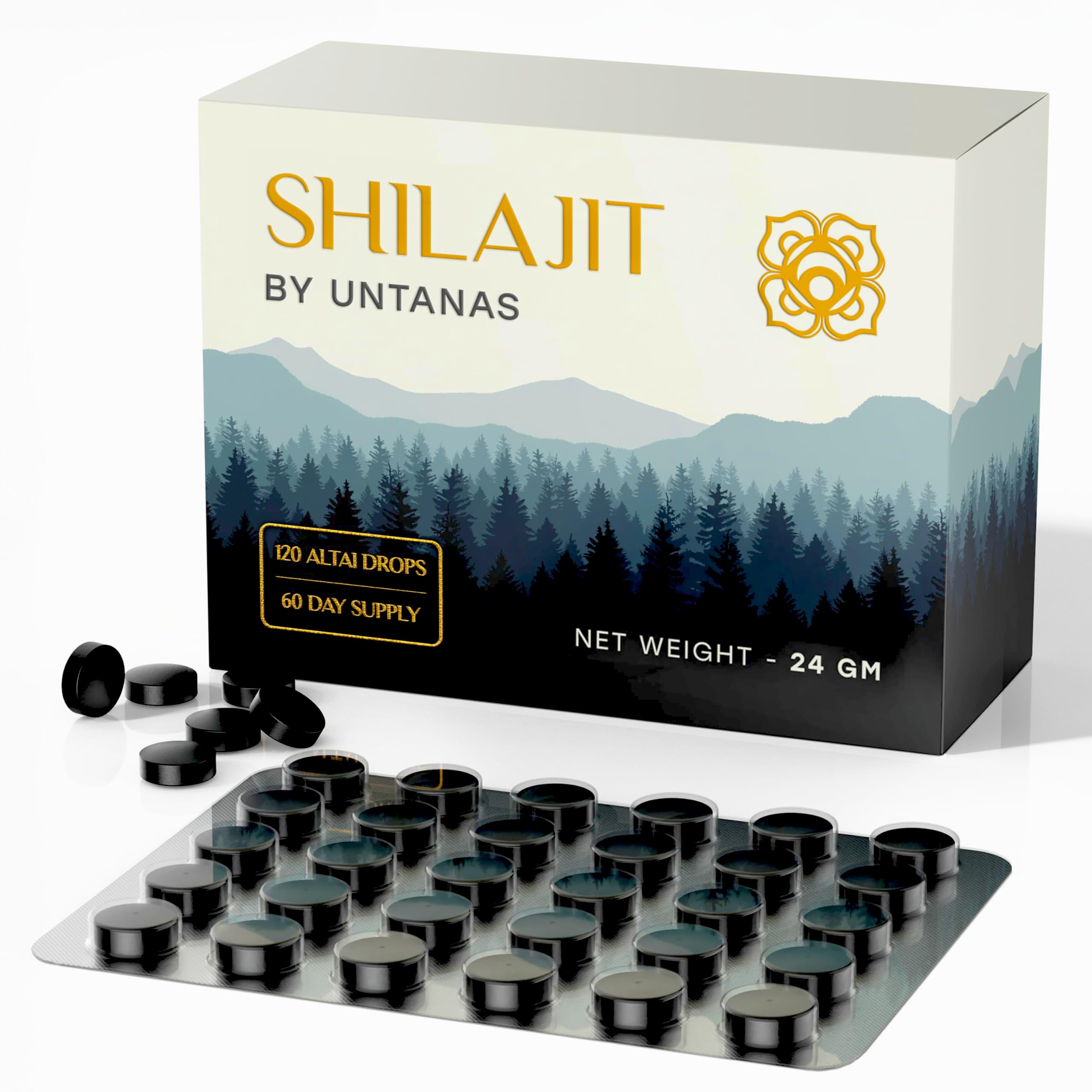 Comprimés De Shilajit Originel – 120 Comprimés, 400 Mg Par Portion – Résine De Shilajit Pure – Riche En Acides Fulviques Et Humiques – 100% Pur
