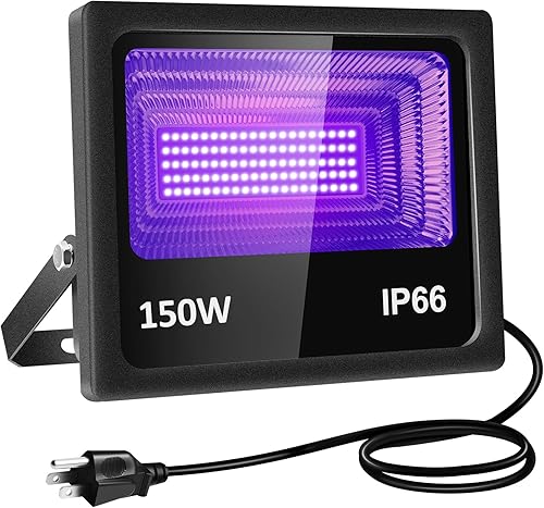FastDeng Luces negras de 80 W para fiesta brillante, luz de inundación LED con 3 enchufes estadounidenses, luz negra IP66 impermeable para