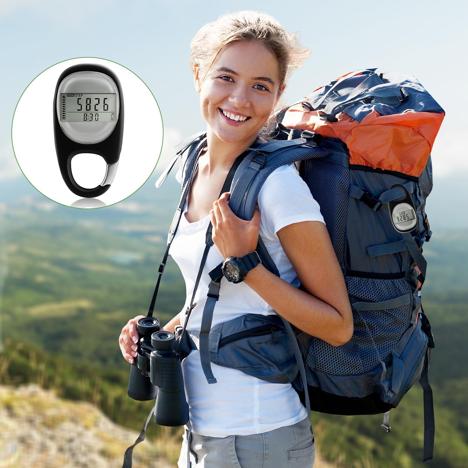 3D Podometre, PréCision Compteur De Pas,Montre Podometre avec Mousqueton,Enregistre Les Pas,La Distance Et Les Calories BrûLéEs.Suivi D'Activité Physique Et De Fitness pour Les Enfants Et Les Sen