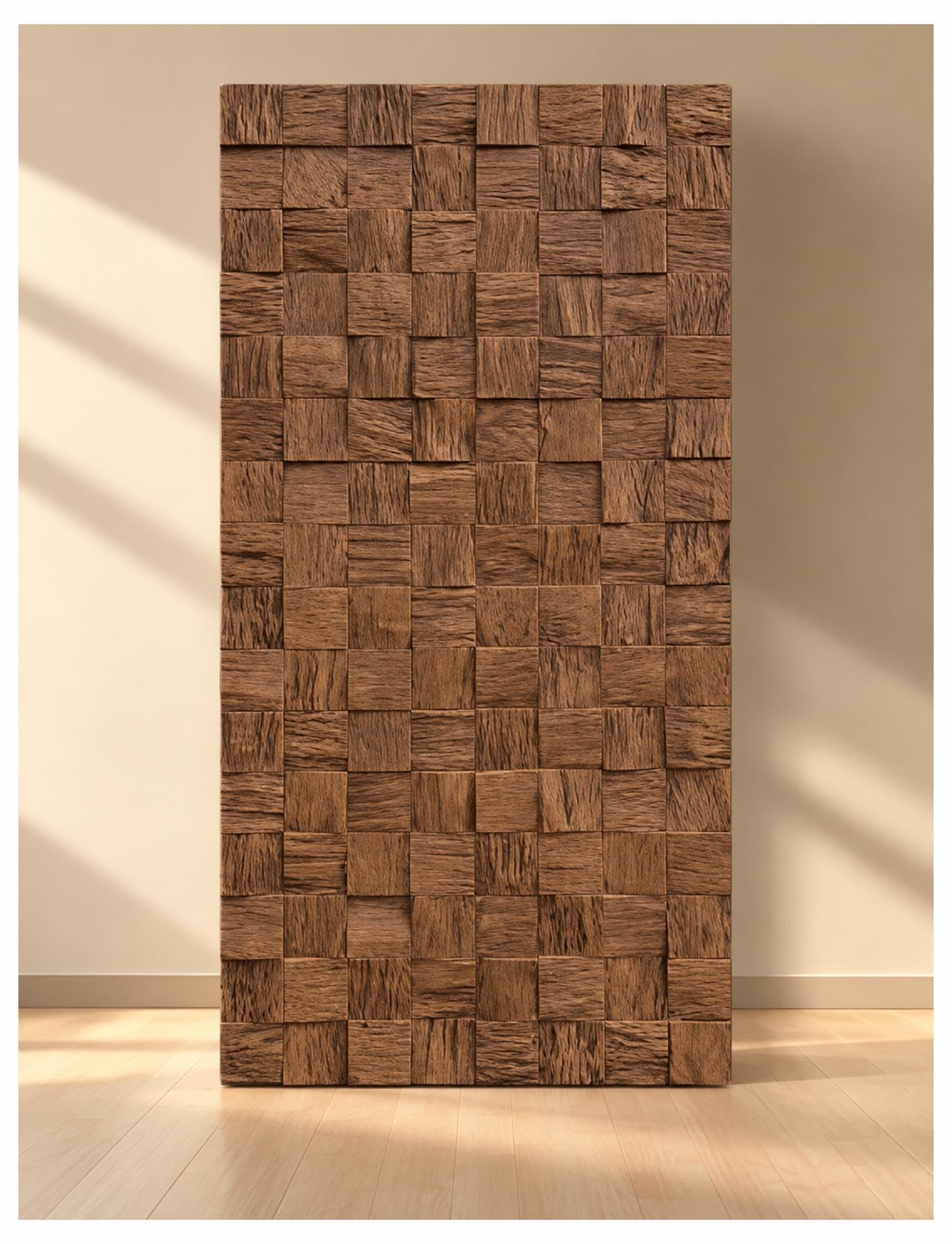 Genérico 5 paneles pared PU madera, grano envejecido rústico, textura 3D