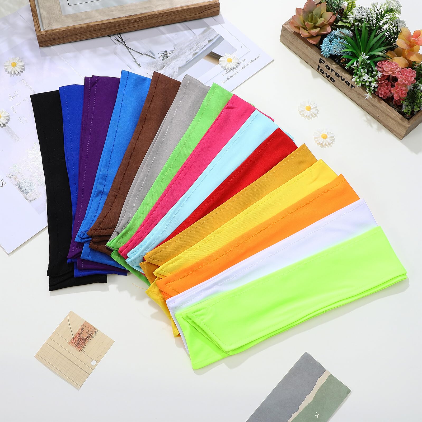 MAGICLULU Lot de 15 Bandeaux de Sport Ajustables pour Femmes et Garçon et Filles, Légers et Élastiques en Polyester et Spandex, pour Entraînement et Activités Sportives