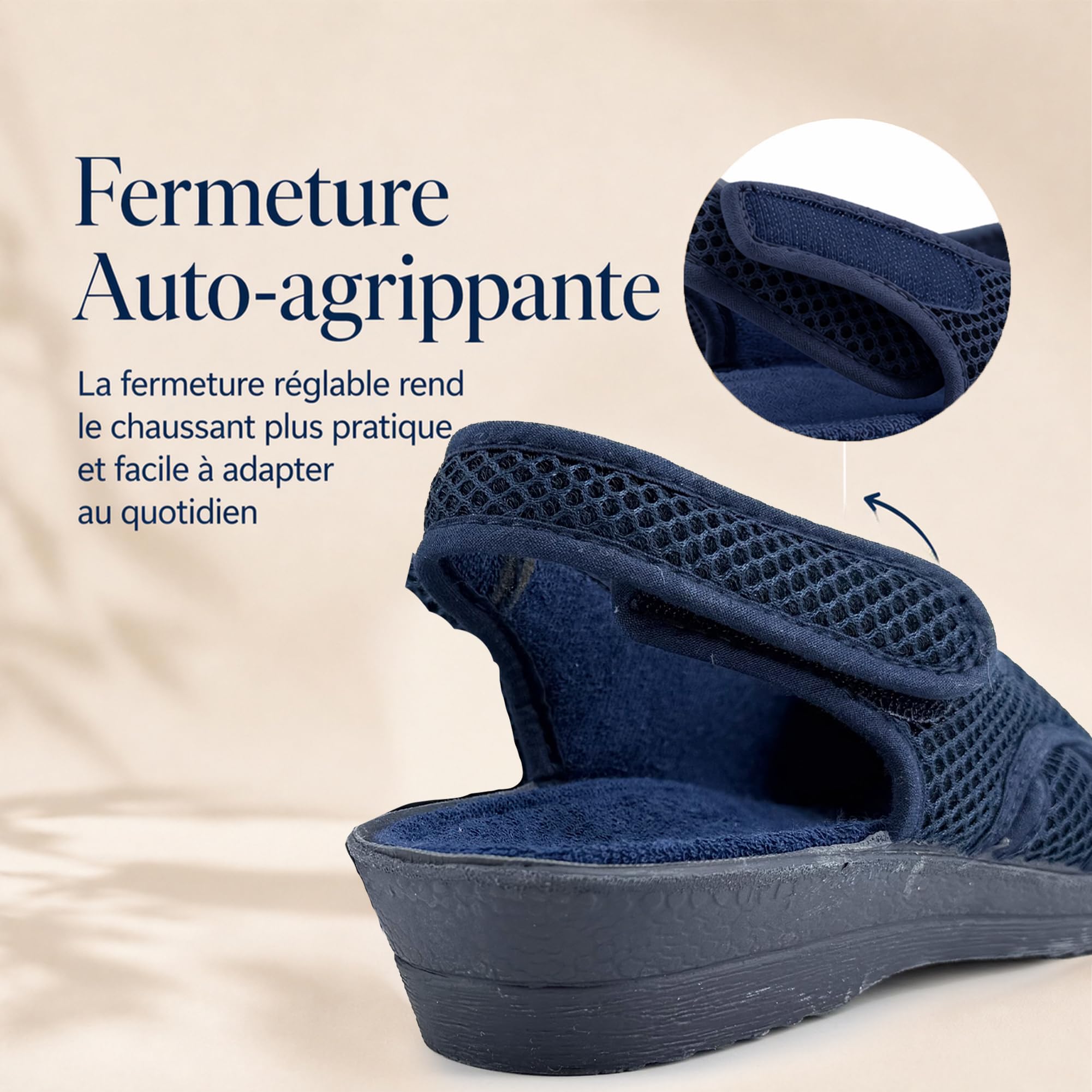 JOMIX Sandales Femme Confort Respirantes avec Scratch Chaussures Été Légères avec Bride Réglable Bout Ouvert Semelle Antidérapante pour Maison Quotidien et Petites Sorties