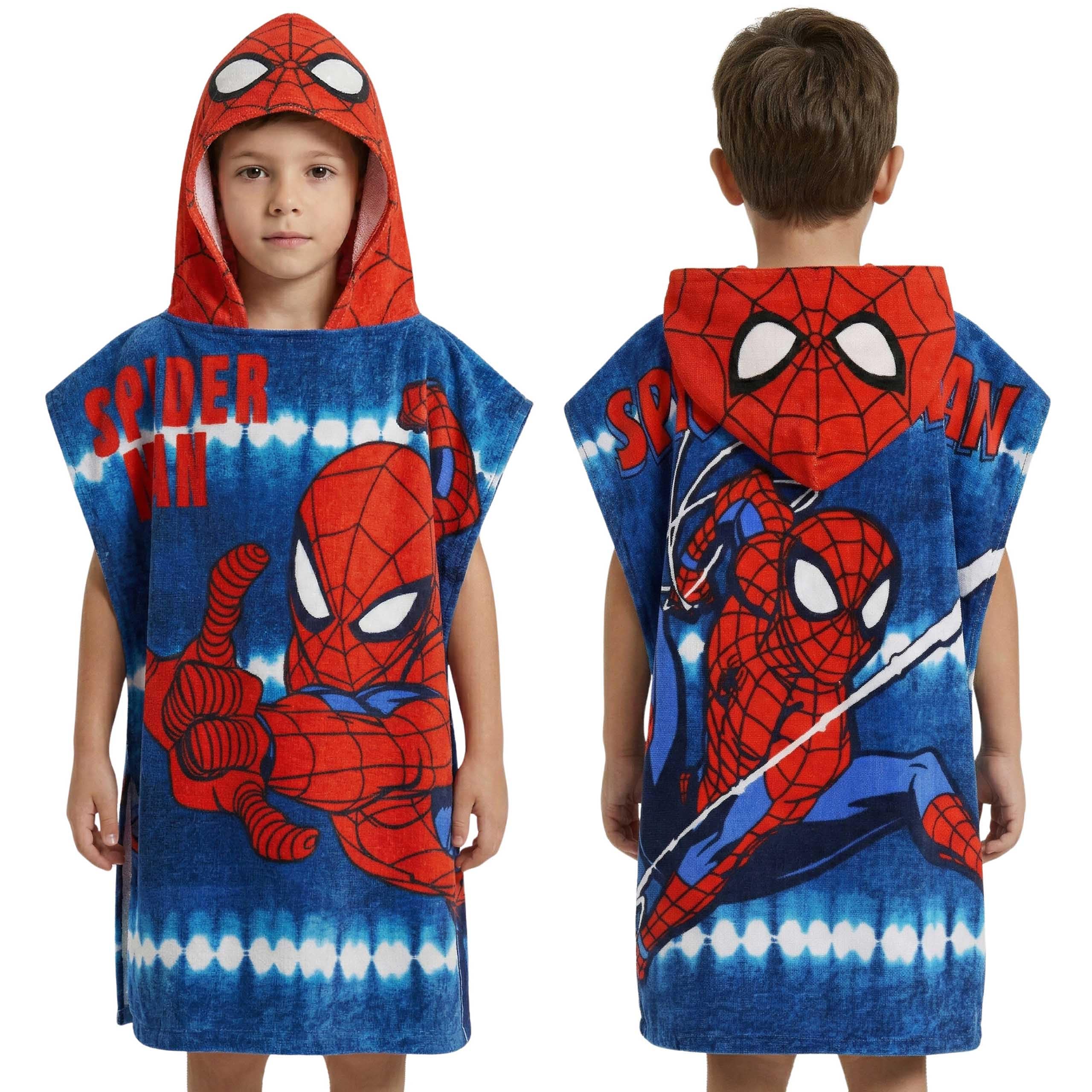 sarcia.eu Asciugamano da piscina, poncho con cappuccio ad asciugatura rapida per bambini da spiaggia, (Stitch, Minnie Mouse, Minecraft, Marvel) 100% cotone (MARVEL SpiderMan, S)