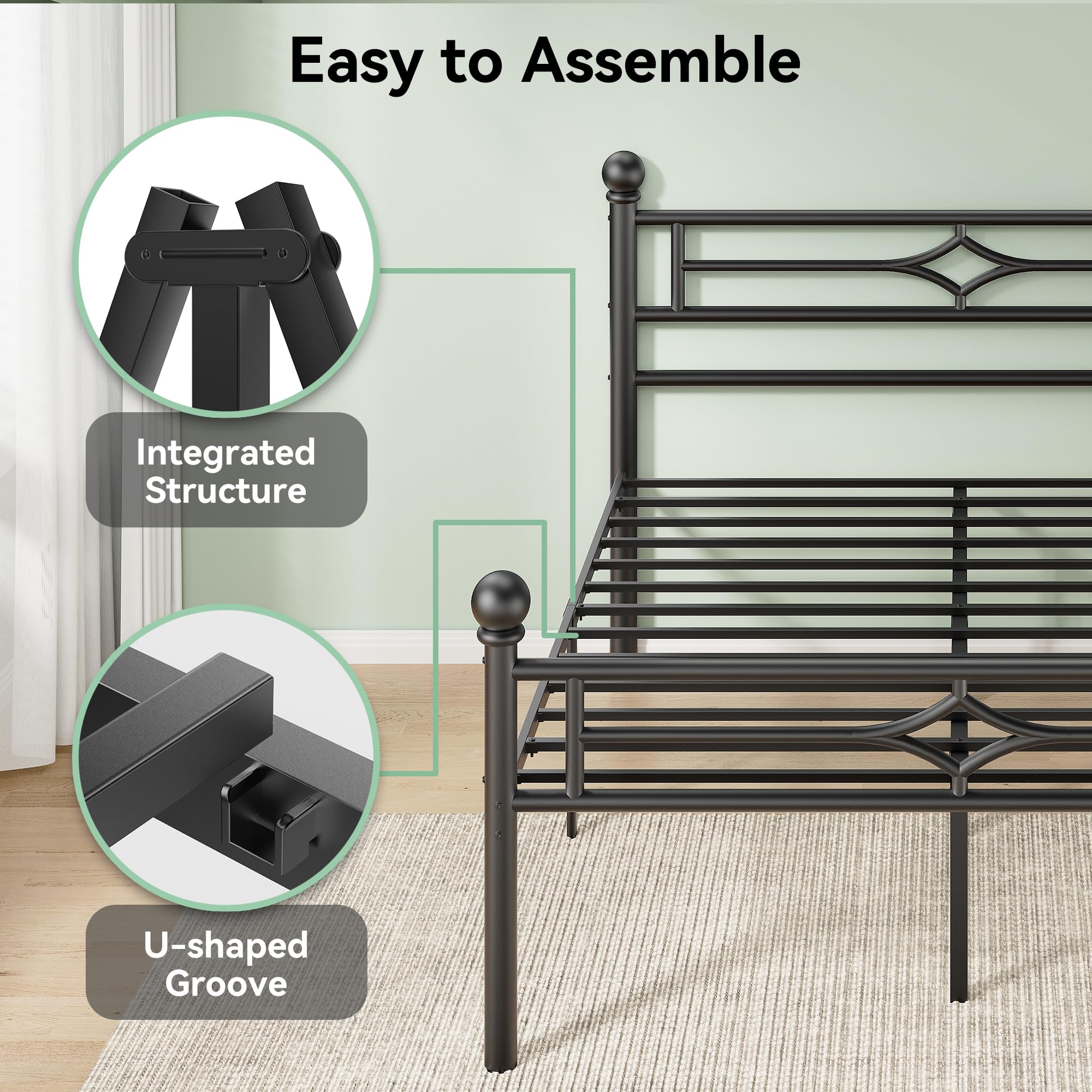 Amazon｜BedsPick クイーンベッドフレーム ヘッドボードとフットボード