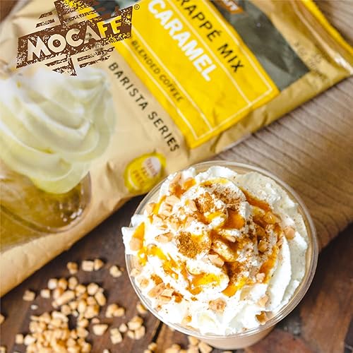 MOCAFE Caramel Blended Ice Coffee Mix, Instant latte frappe powder, 3lb bulk bag