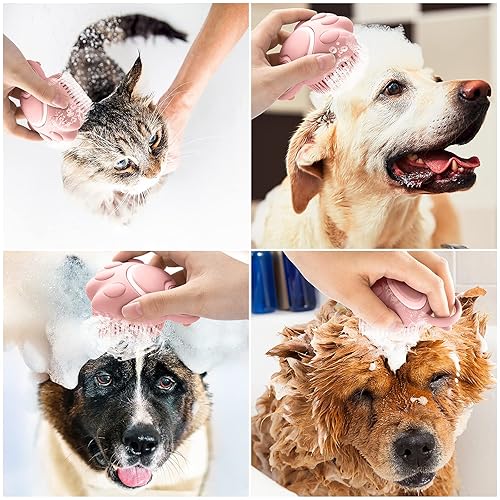 Miniatura 7 de Cepillo de baño para perros y gatos, peine de goma de silicona, cepillo de masaje de silicona para cachorros, cepillo de limpieza de pelo y piel,