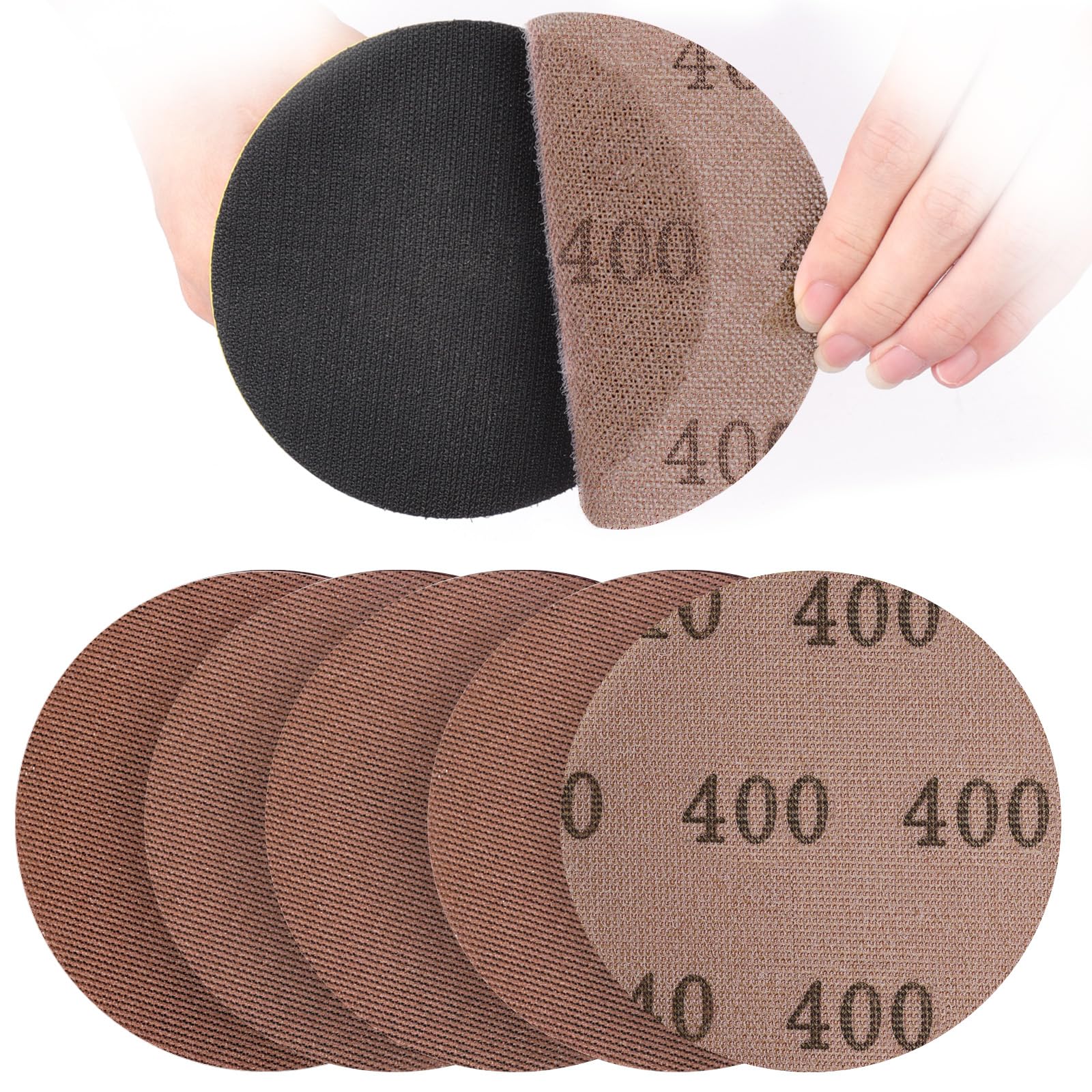 UMXIUO 30 Piece 150mm Mesh Round Sanding Discs Hook & Loop Grits 400, Suitable for 150mm Orbital Sanders