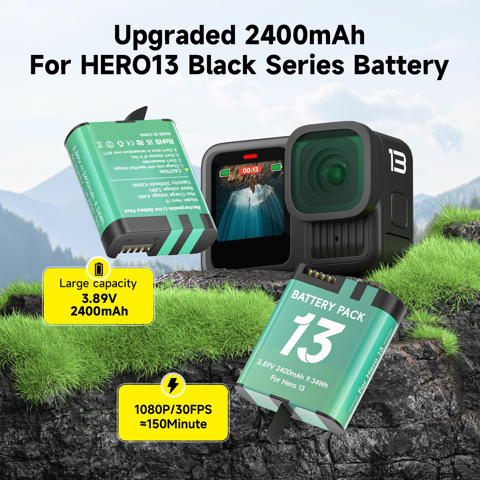 Amazon.com: Palowextra 3 Pack Battery for Gopro Hero 13 Black