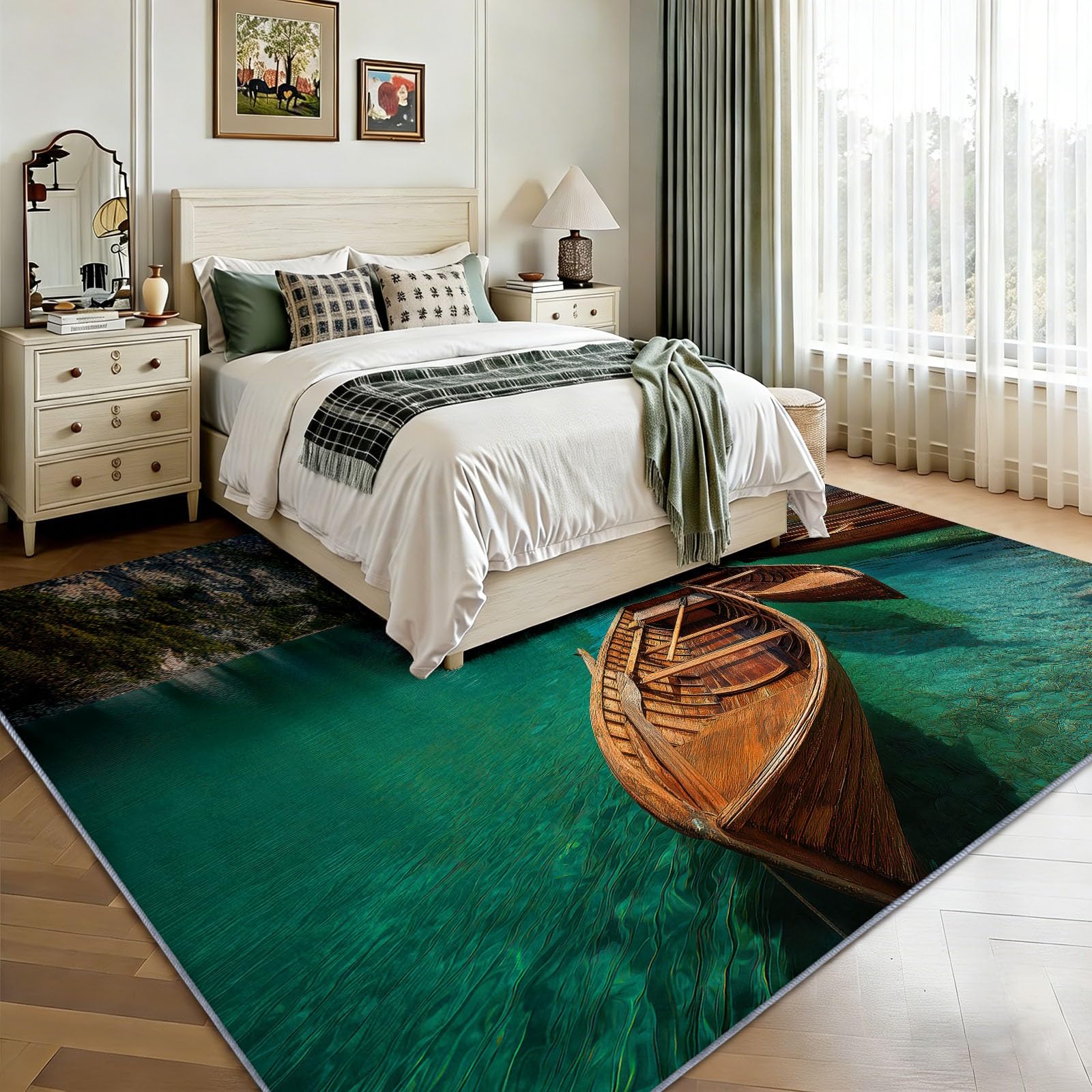 Lake Bled - Alfombra antideslizante de madera para barco, 100 x 160 cm, con impresión fotográfica, alfombra para dormitorio de niños y niñas, alfombra de suelo para sala de estar, dormitorio, alfombra