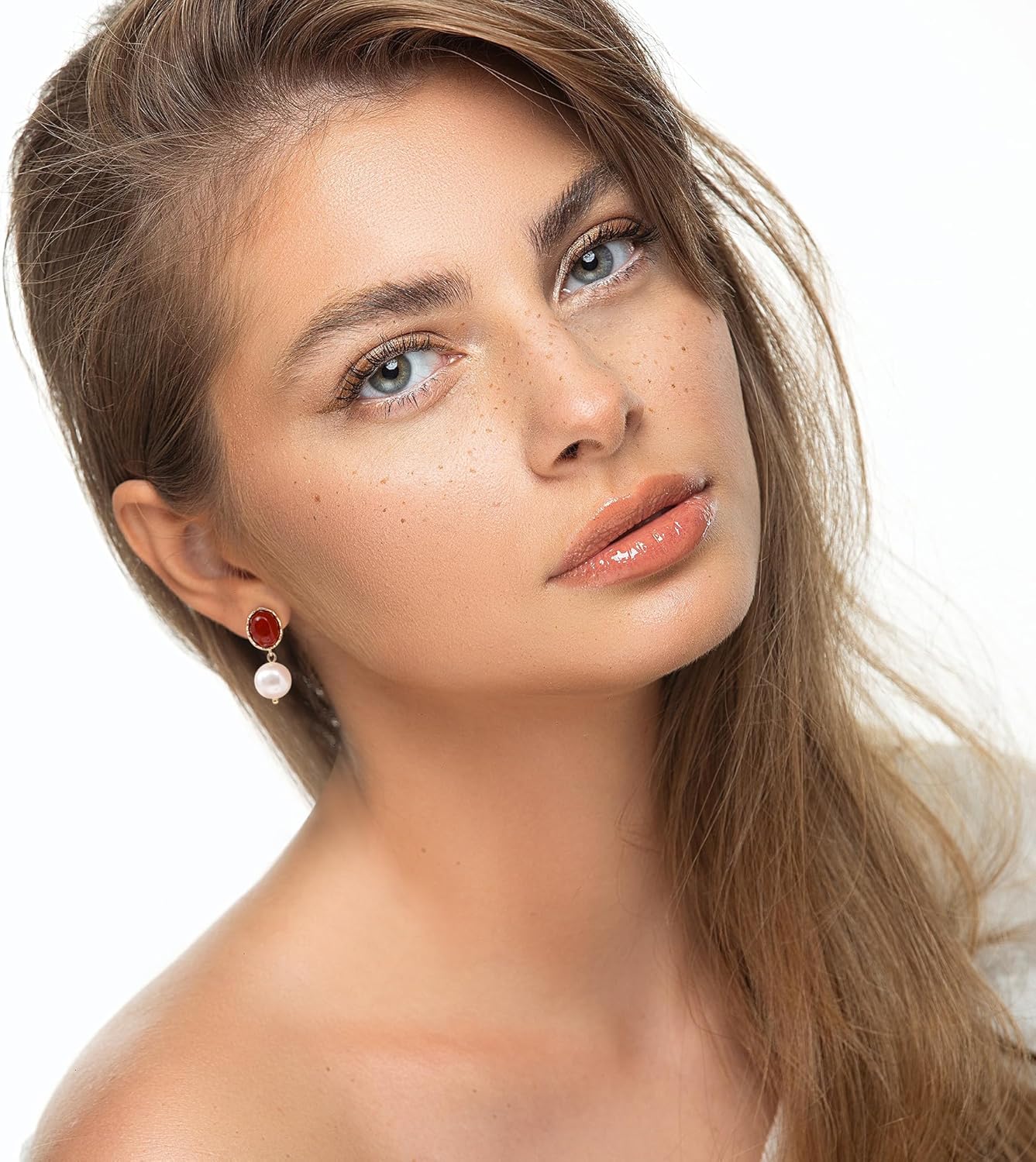 DAILY VIBES 14K Gold Freshwater Pearl Drop Earrings Dangle Dainty Long White Cultured Baroque Pearl Earrings for Women Statement Stud Ball Chain Tassel Jewelry for Bridal Wedding - Image 2