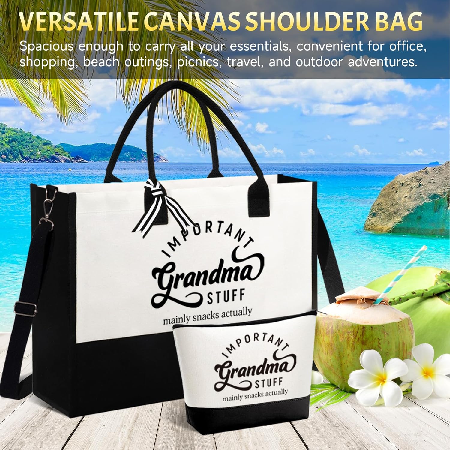 Mother's Day Gifts for Grandma, Best Grandma Gifts for Grandma from Granddaughter Grandchildren Grandkids, Unique Grandma Gift for Nana, Grammy, New Grandma w/Tote Bag Makeup Bag - Image 4