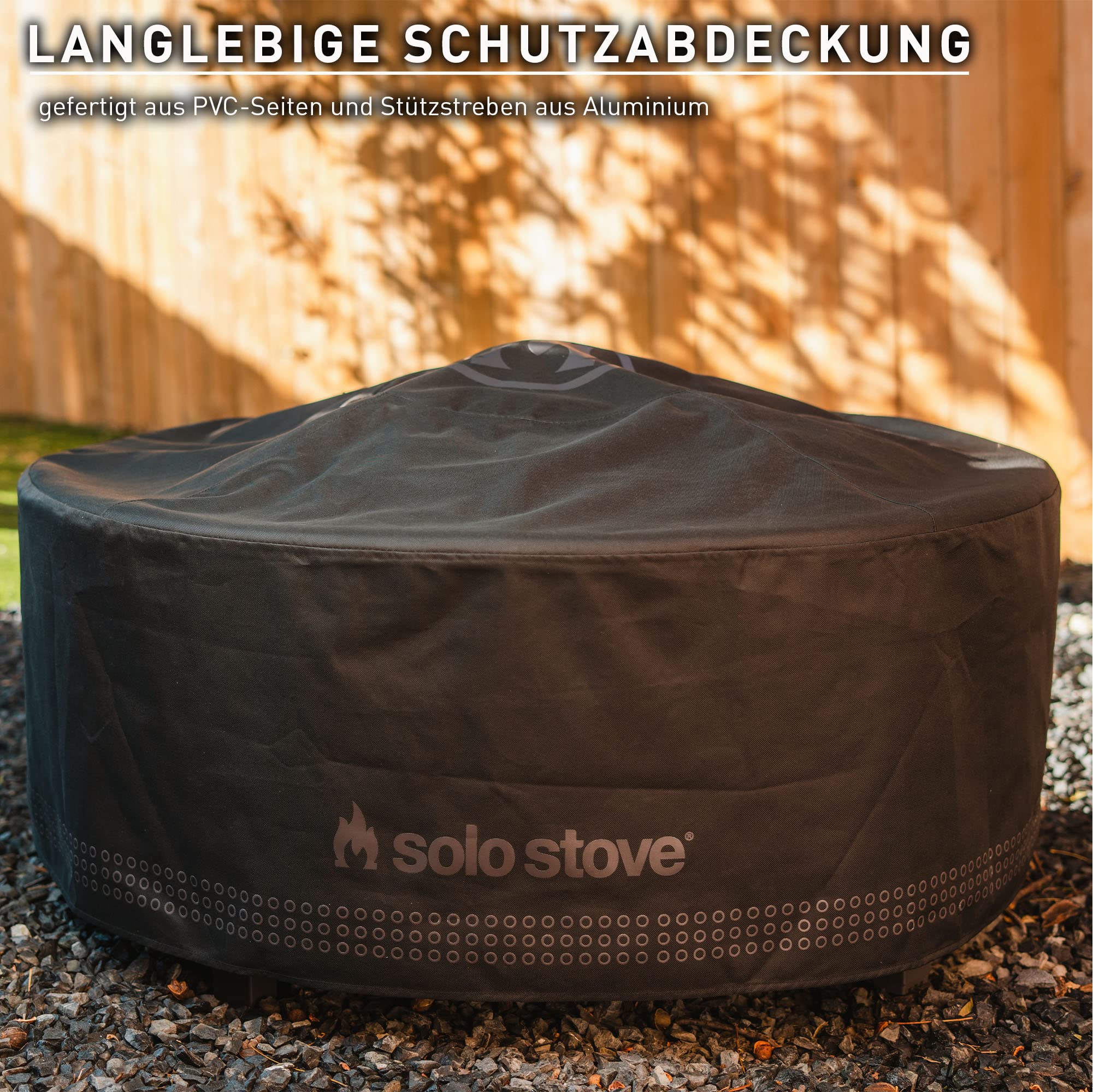 Solo Stove Surround-Schutzabdeckung, Klein | Abdeckung für Feuerstellentisch mit Hitzeschutz, Witterungsbeständig, PVC-Rückseite/Aluminium-Stützstreben, Maße (HxB): 53 x 111 cm, Schwarz