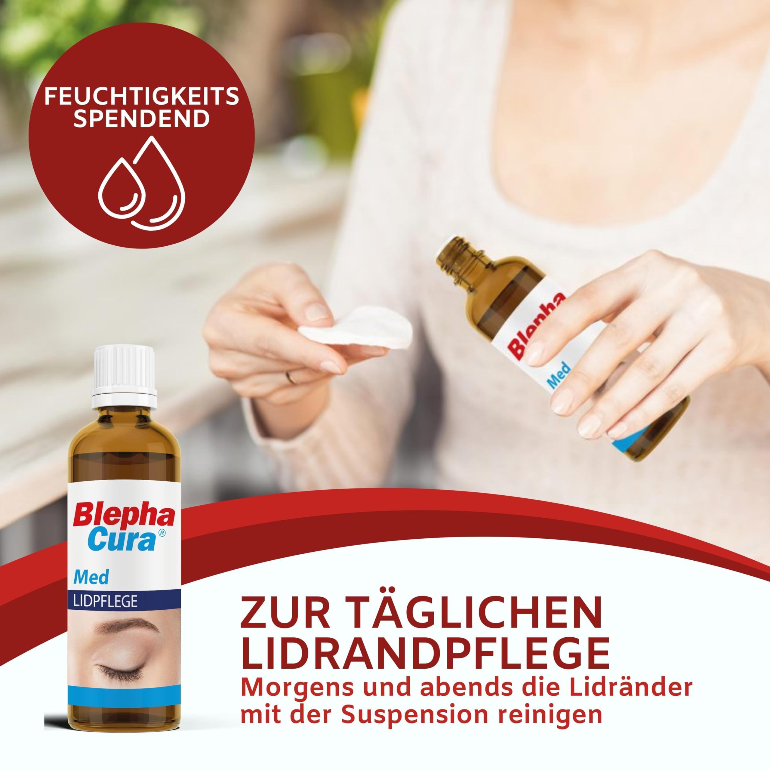 BlephaCura All‑in‑One Lidpflege‑Set – 3‑Schritte Augenlidpflege mit Med Suspension 70 ml, Baumwoll‑Pads, Wärme‑Gel‑Maske & Reisetasche – bei Blepharitis & trockenen Augen