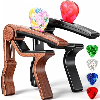 Capo Guitar Capo for Acoustic Electric Guitar Ukulele - 2 Pack Guitar Kapo Clip Clamp with Picks Holder