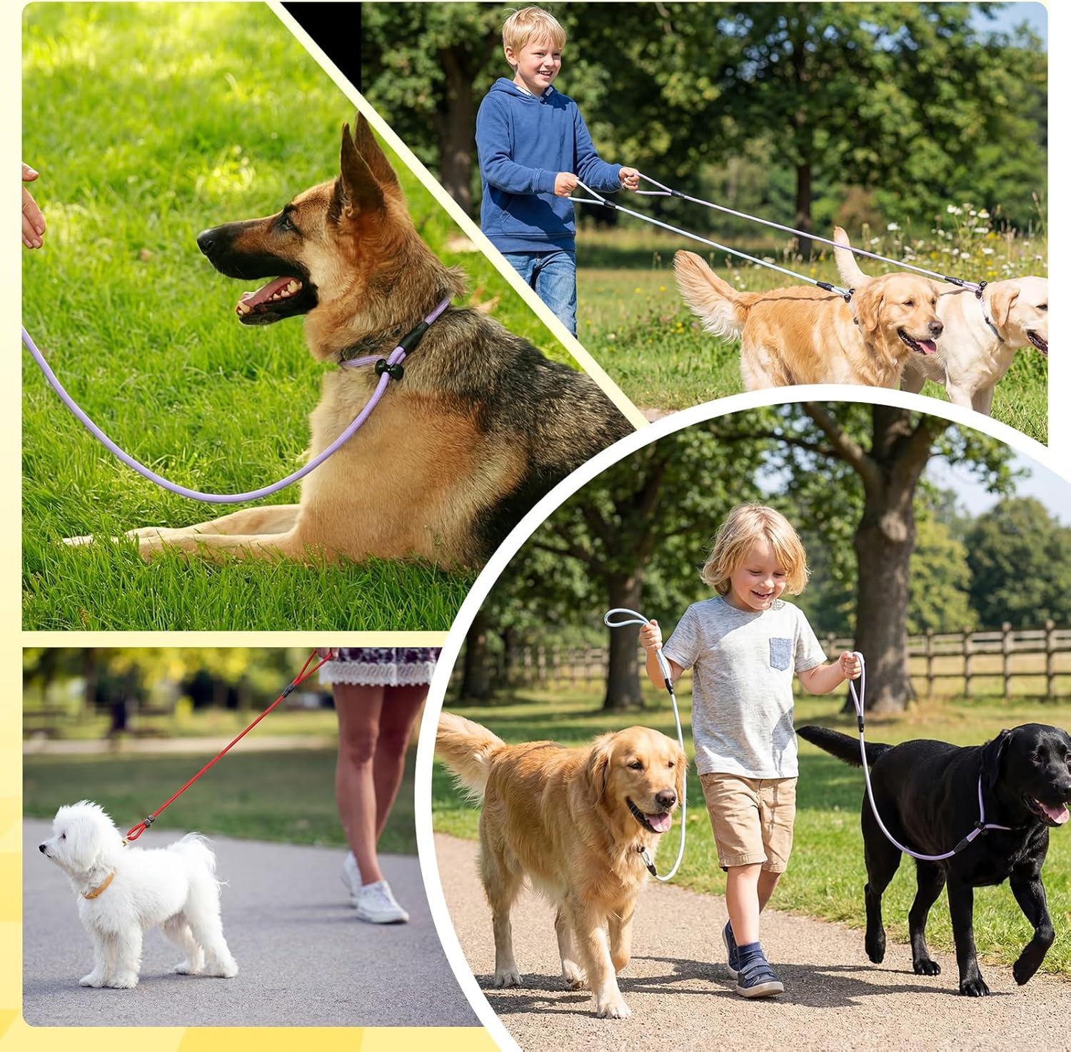SATINIOR 21 Pcs Adjustable Dog Slip Leads 7 Colors Easy On/Off No Collar Needed Slip Leash for Dogs 4.6 ft x 0.4 Inch Training Lead Antislip Pet Leashes for Walking Training