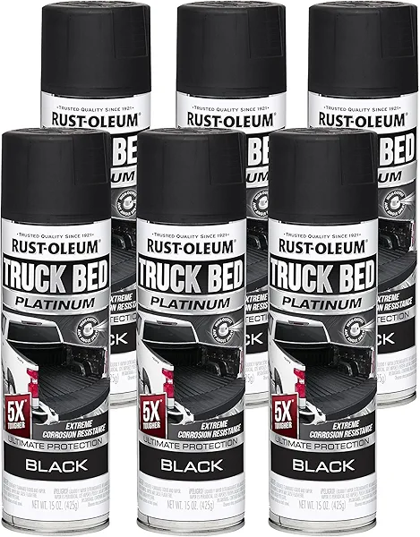 Rust-Oleum 382630-6PK Platinum Truck Bed Coating Spray Paint, 15 Ounce, Black, (Pack of 6)