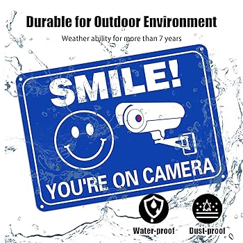 Amazon.com: STNRST-IN Smile You're on Camera Sign, Rust Free
