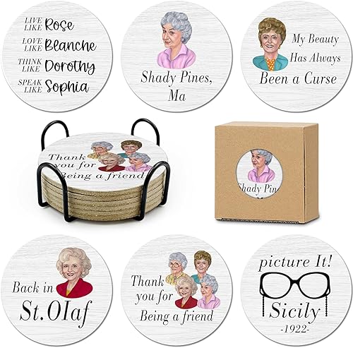 Miniatura 10 de Juego de 6 posavasos sarcásticos de corcho absorbente para bebidas, posavasos de granja para bar con soporte, posavasos divertidos para proteger tu