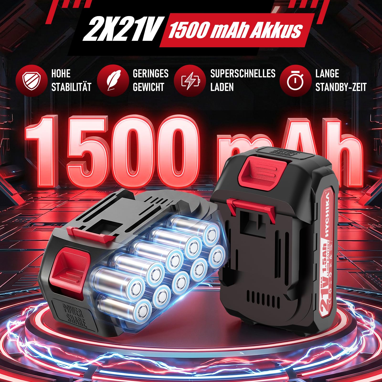 HYCHIKA akku astschere 21 V mit Akku bis 30 mm für Baumpflege | Profi Astschere mit langlebigen SK5 Klingen und LCD-Display. Inklusive 2x 1.5Ah Batterien, ideal für Hecken.