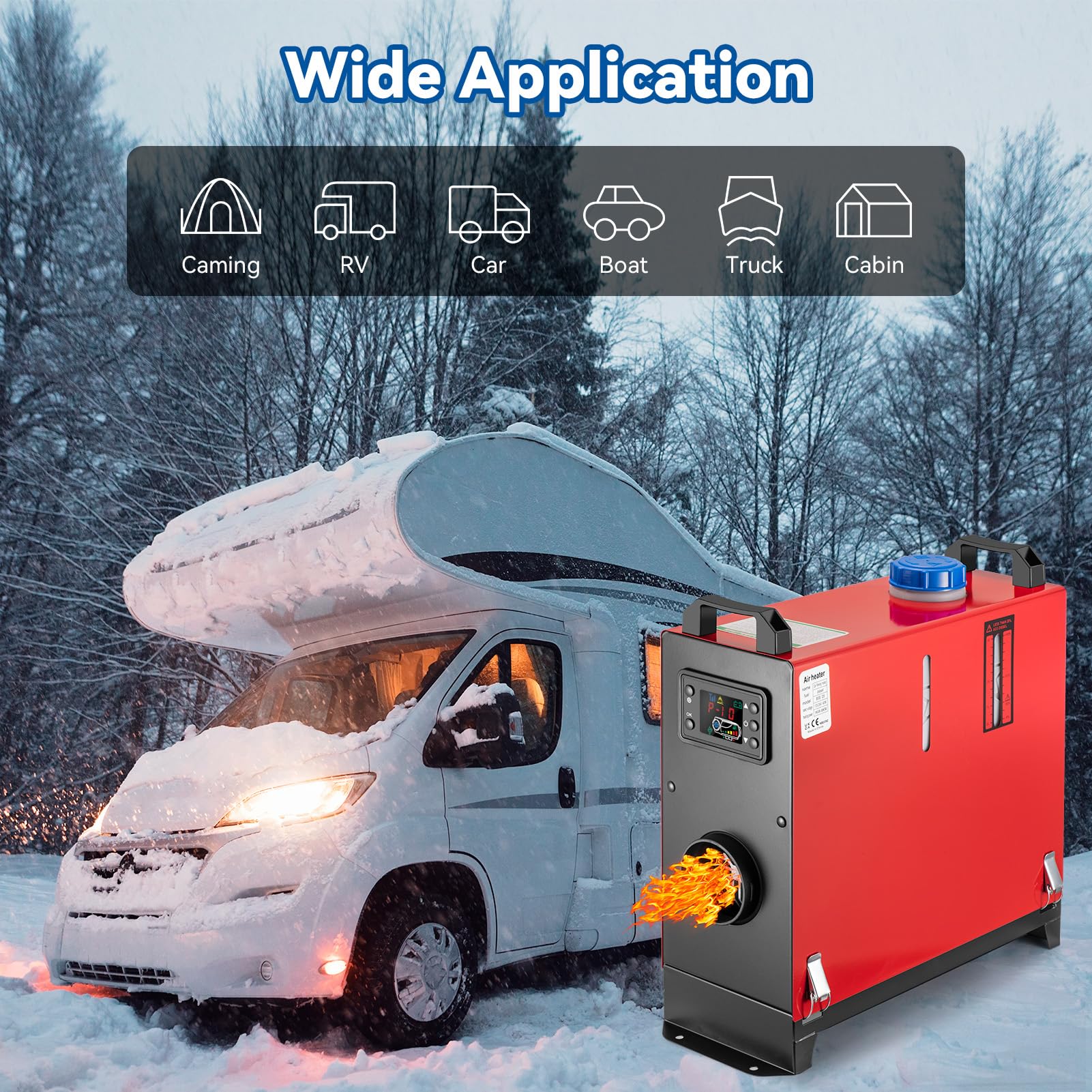 Redriver Calentador Diesel 8KW 12V/24V, 0.1-0.25 L/h para Coche Furgoneta Camper, con Mando a Distancia, Calefacción Rápida 10 Min, Bajo Consumo y Silencioso, Antihielo (Todo en uno 8kW)