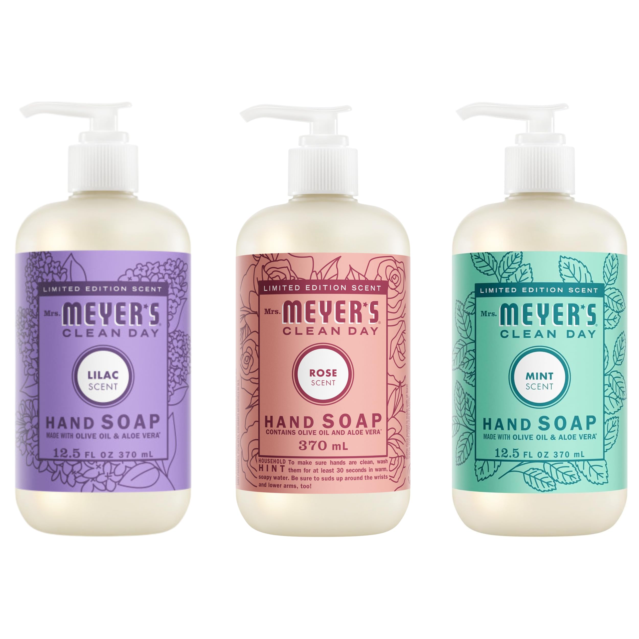 Mrs. MEYER'S CLEAN DAY New Spring Scent Variety Pack (Rose + Lilac + Mint)