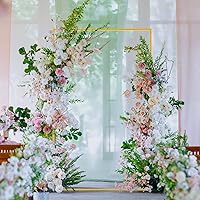 Vista 5 de Arcos de boda dorados de 6.6 x 3.3 pies para ceremonia, kit de soporte de arco de globos de metal rectangular para jardín, marco de arco cuadrado