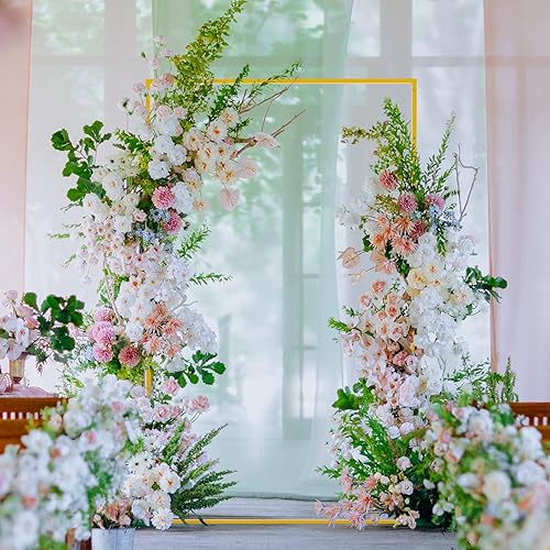 Miniatura 5 de Arcos de boda blancos de 6.6 x 4 pies para ceremonia, kit de soporte de arco de globos de metal rectangular para jardín, marco de arco cuadrado