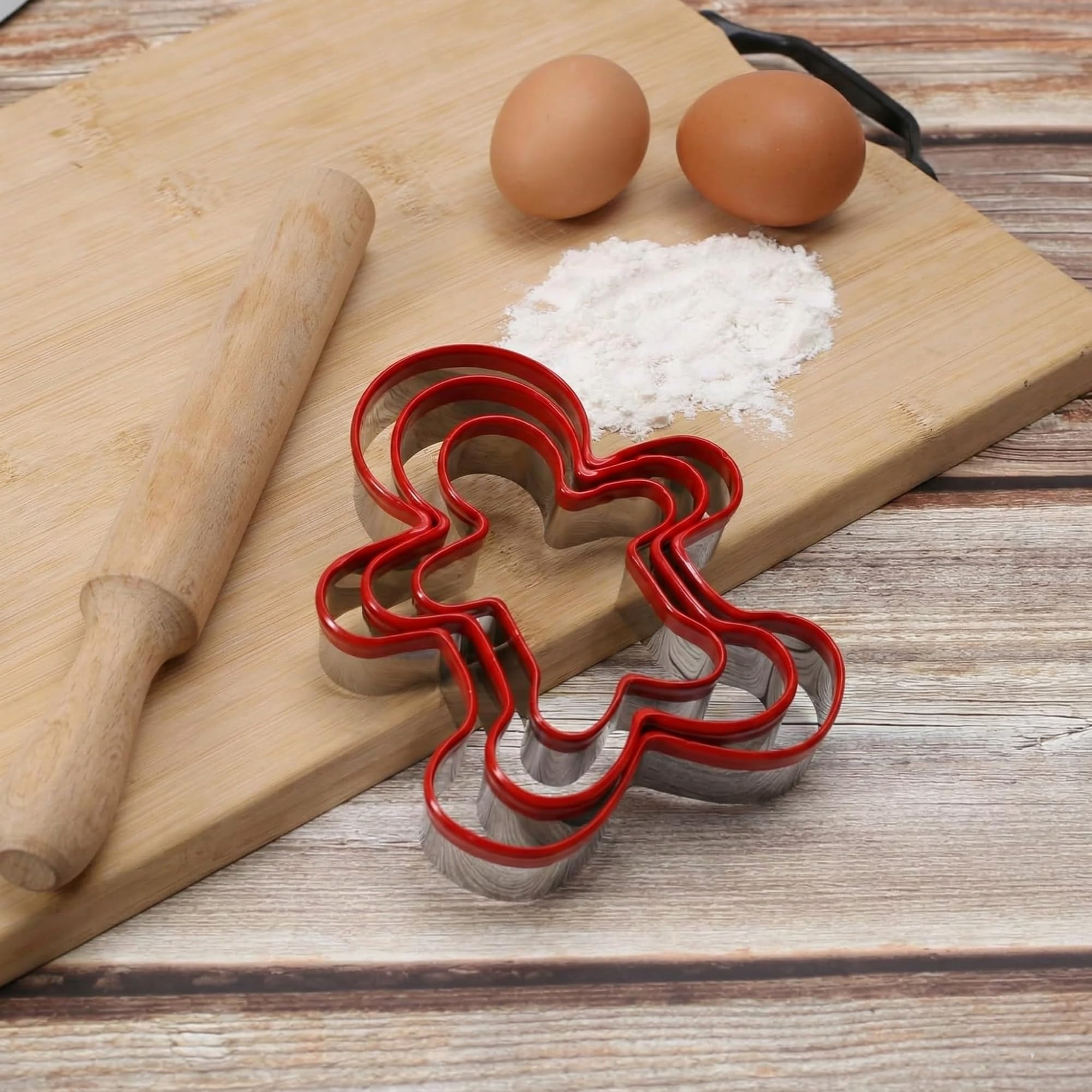 Calessier Gingerbread Adam Kurabiye Kalıbı 3’lü Set, Silikon Kaplı Güvenli Kenar, Paslanmaz Çelik Dayanıklı Kesim Aparatı, Kolay Temizlenir, Kurabiye Şekillendirme İçin Ev Tipi Pasta Hamur Kalıbı