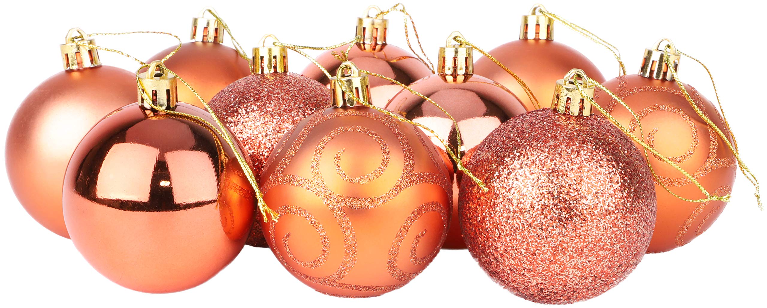 Christmas Concepts® Pack of 10-60mm Christmas Tree Baubles - Shiny, Matte & Glitter Decorated Ornaments (Coral)