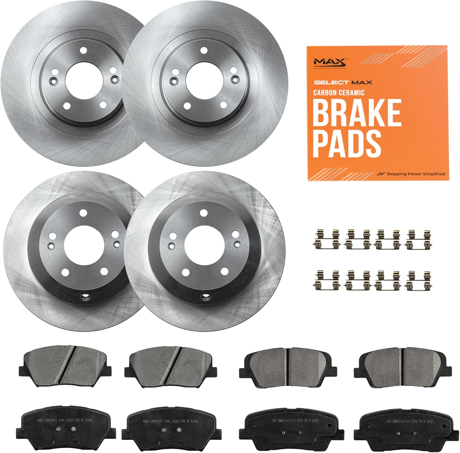 Max Advanced Brakes ValueMAX Front & Rear Brake Kit | Fits 2013-2018 Hyundai Santa Fe Sport | Brake & Rotor Kit for Daily Driving | OE Brake Rotors & Ceramic Brake Pads