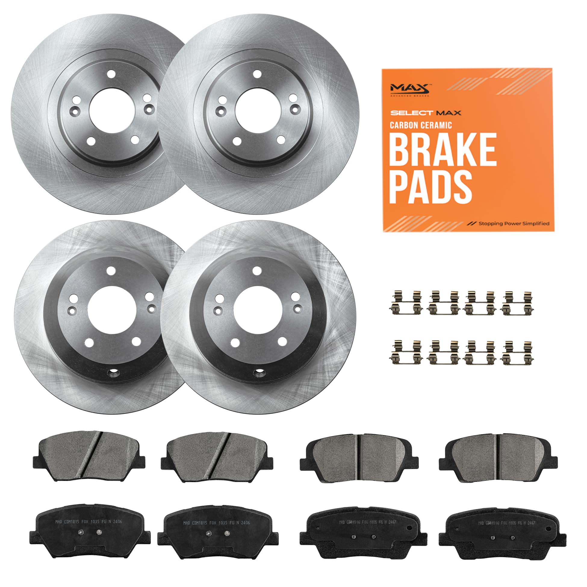MAX Advanced Brakes Front &amp; Rear Brake Kit for Hyundai Santa Fe Kia Sorento