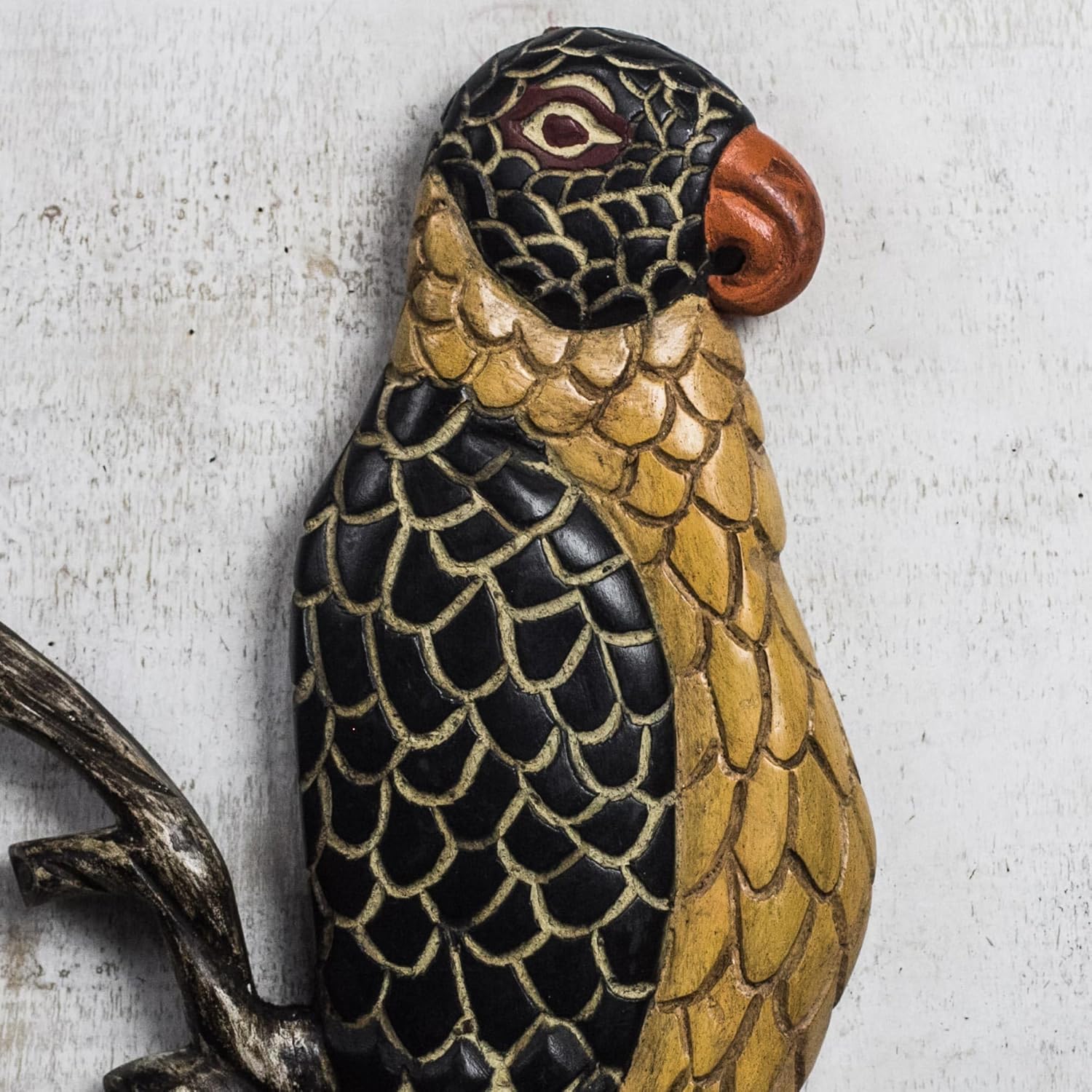 NOVICA Handmade Wood Wall Sculpture Sese Bird from Ghana Multicolor Decor Art Animal Themed [15.75in H x 11.5in W x 1.2in D] 'Vibrant Plumage'