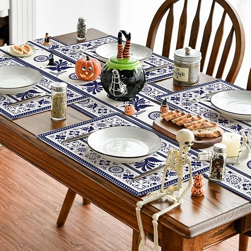 Miniatura 5 de Artoid Mode Talavera Tiles - Juego de 4 manteles individuales mexicanos de 12 x 18 pulgadas con diseño floral de Phoenix, para decoración de