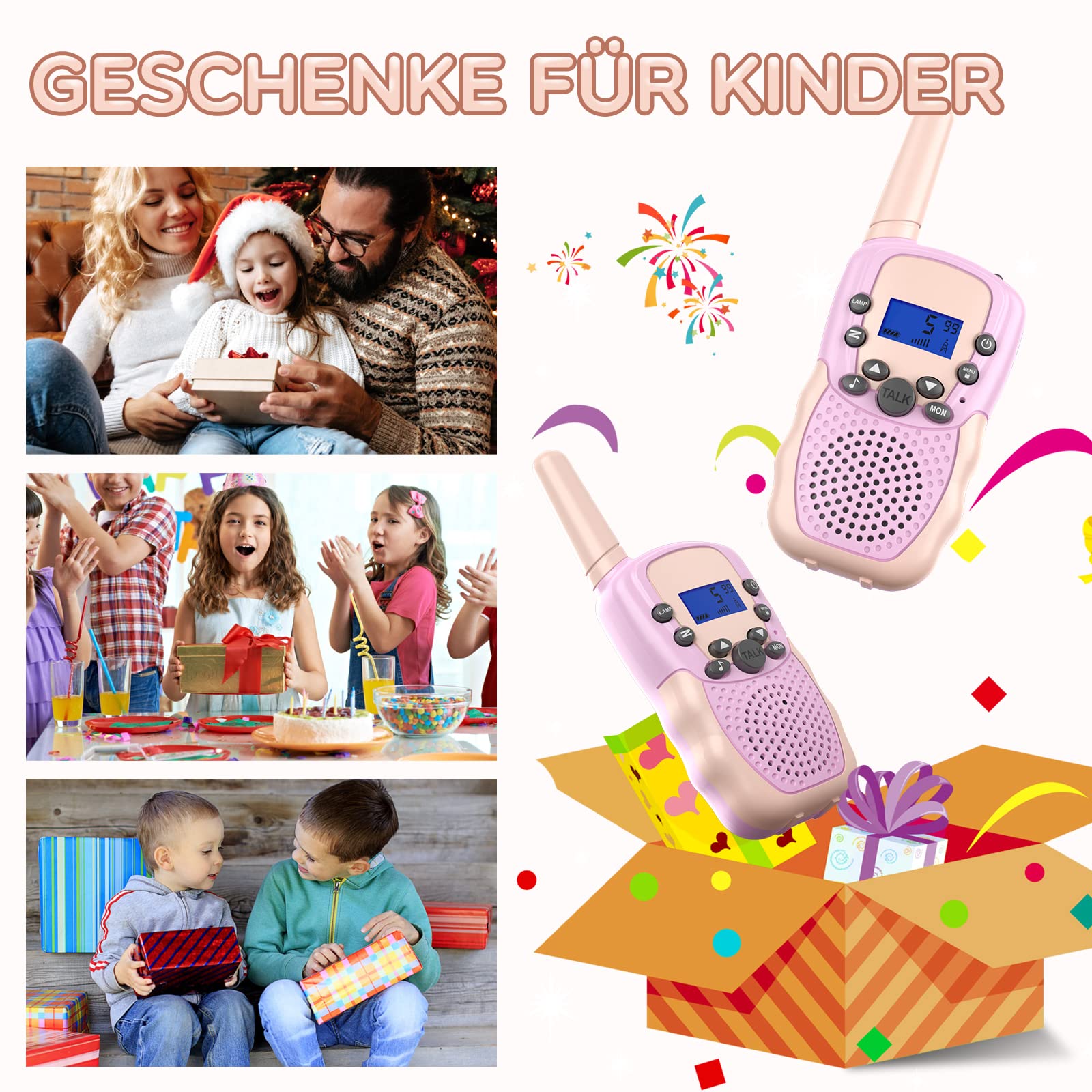 Bakoherp Walkie Talkies Recargables Para Niños – 8 Canales, Función VOX, Linterna LED Y Hasta 3 Millas De Alcance, Ideales Para Aventuras