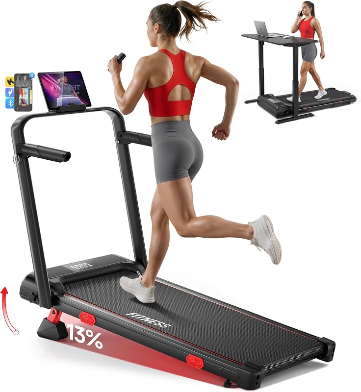 RHYTHM FUN 6.2MPH Walking Pad with Handles, 16% Incline, 37.5" Runng Belt
