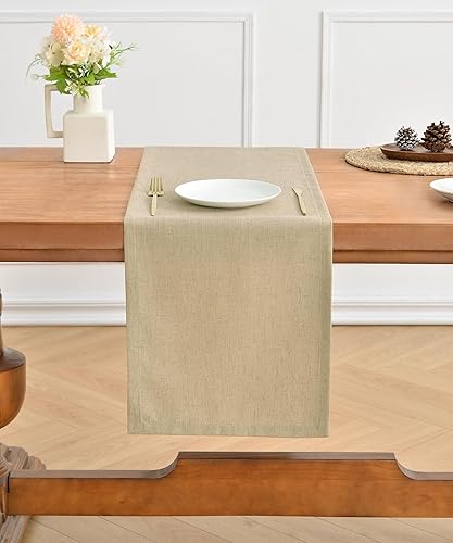 Miniatura 5 de Wracra Camino de mesa estilo lino, estilo rústico de granja, vintage, natural, de 36 pulgadas de largo, camino de mesa hecho a mano para otoño,
