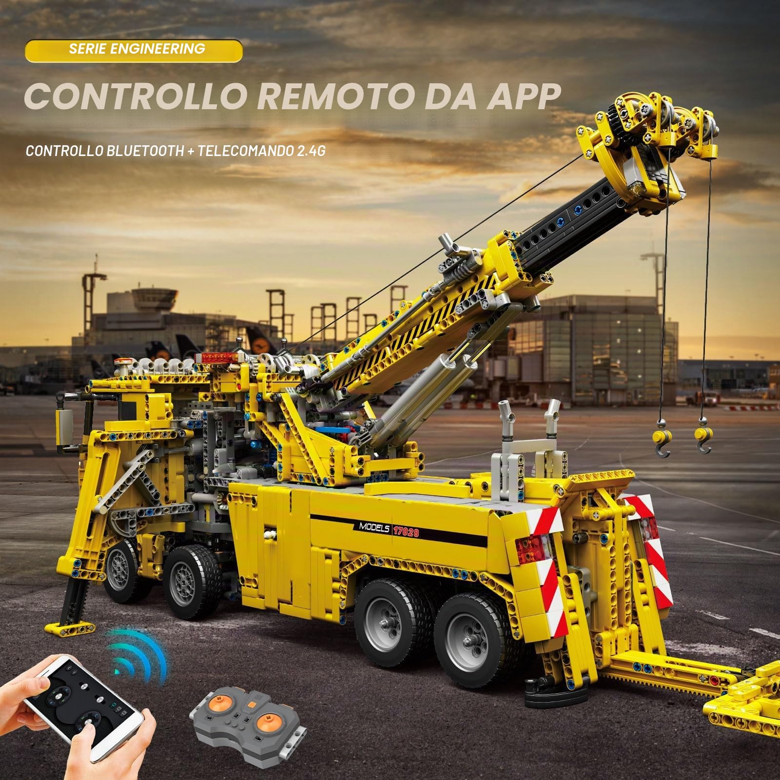 Mould King 17028 Giallo App Building Block Veicolo di salvataggio stradale 4883 Pezzi Versione dinamica di Grandi Costruzioni Modello di camion Blocchi di bloccaggio Kit di montaggio camion