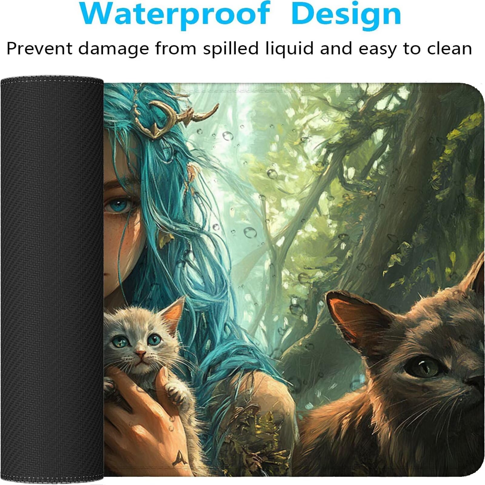 Tappetino Mouse Gaming XXL 1200x600x3mm,Tappetino Mouse Gatto Design con Bordi Cuciti,Ragazza Mouse Pad Gaming Accessori per Migliora Precisione e Velocità,Extended Keyboard Pad per Scrivania,o-1929