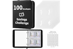Money Savings Challenge Binder with Cash Envelopes and Tracker