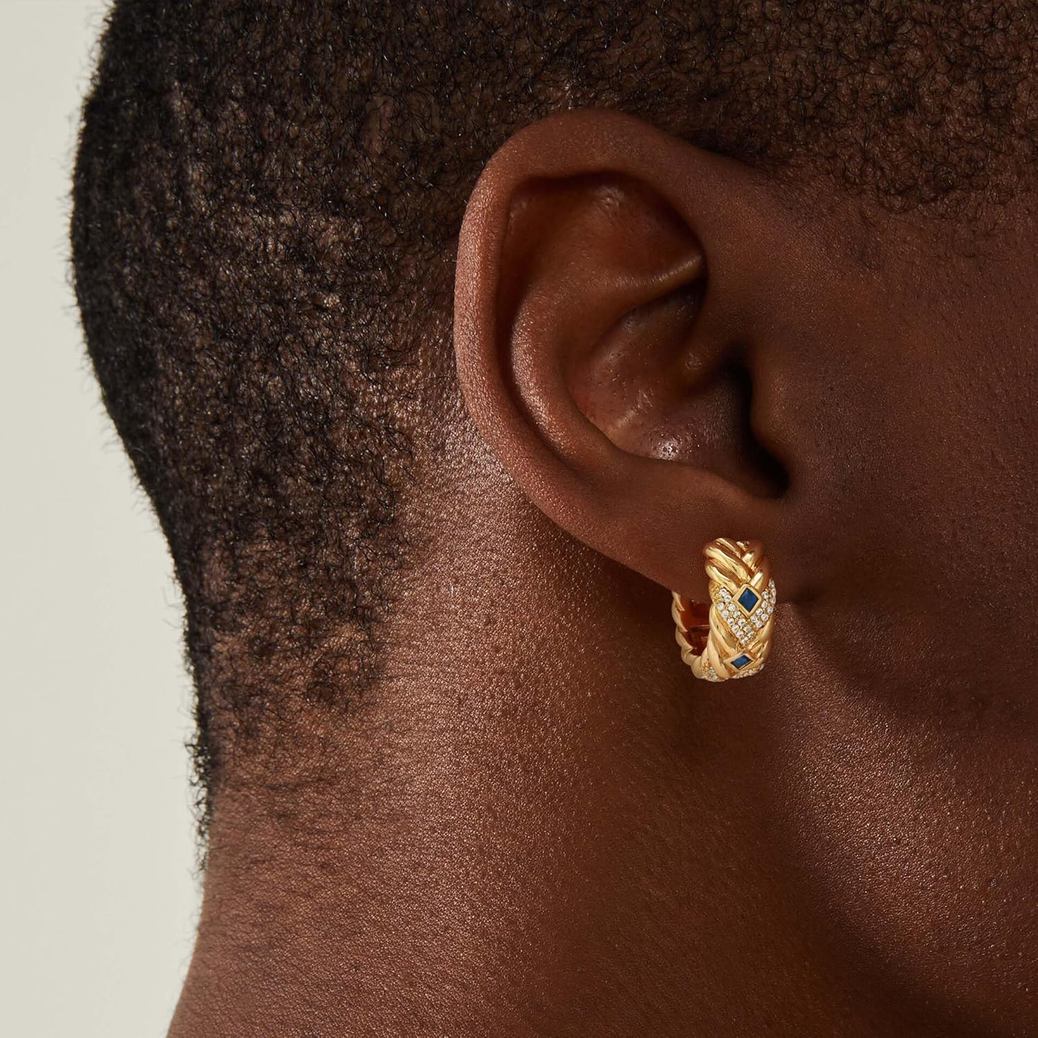 VACRONA Gold Hoop Earrings for Women | 14K Gold Plated 925 Sterling Silver Posts Blue CZ Red Cubic Zirconia Lightweight Trendy Huggie Hoops Earrings Gifts - Image 3